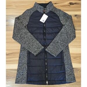 Knoss Hybrid Bonded Sweater Fleece Puffer Jacket Womens‎ Black Gray Size M NWT
